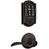 Schlage Encode Plus Camelot Electronic Keyless Entry Deadbolt Combo Pack with Accent Interior Lever and Decorative Plymouth Trim Aged Bronze