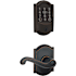 Schlage Encode Plus Camelot Electronic Keyless Entry Deadbolt Combo Pack with Flair Interior Lever and Decorative Camelot Trim Aged Bronze