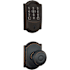 Schlage Encode Plus Camelot Electronic Keyless Entry Deadbolt Combo Pack with Georgian Interior Knob and Decorative Camelot Trim Aged Bronze