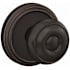Schlage Custom Georgian Non-Turning Two-Sided Dummy Door Knob Set with Indy Trim Aged Bronze