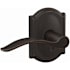 Schlage Custom Pennant Passage or Privacy Door Lever Set with Camelot Trim Aged Bronze