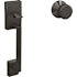 Schlage Custom Century Lower Handleset for Schlage Deadbolts with Interior Bowery Knob and Kinsler Rose Black Stainless