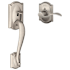 Schlage Camelot Lower Handle Set for Schlage Deadbolts with Left Handed Accent Interior Lever and Decorative Camelot Rose Satin Nickel
