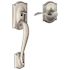 Schlage Camelot Lower Handle Set for Schlage Deadbolts with Right Handed Accent Interior Lever and Decorative Camelot Rose Satin Nickel