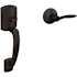 Schlage Greenwich Left Handed Sectional Lower Half Handleset with Delfayo Interior Lever Aged Bronze