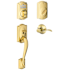 Schlage Camelot Left Handed Electronic Handleset with Accent Lever Lifetime Polished Brass