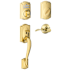 Schlage Right Handed Camelot Electronic Handleset with Accent Lever Lifetime Polished Brass