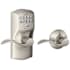 Schlage Camelot Keypad Entry with Auto-Lock Door Lever Set with Accent Interior Lever Satin Nickel