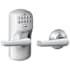 Schlage Keypad Entry and Auto-Lock Electronic Leverset with Elan Lever from the Plymouth Collection Satin Chrome
