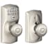 Schlage Camelot Keypad Entry with Flex-Lock Door Knob Set with Georgian Interior Knob Satin Nickel