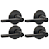 Schlage Solstice Privacy Door Lever Set from the J-Series - Pack of 4 Aged Bronze