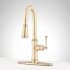 Signature Hardware Beasley 1.75 GPM Single Hole Pull Down Kitchen Faucet - W/ Deck Plate Aged Brass