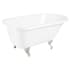 Signature Hardware Miya 66" Cast Iron Soaking Clawfoot Tub with Pre-Drilled Overflow Hole and Tap Deck - Less Drain White / Brushed Nickel Feet