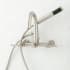 Signature Hardware Sebastian Wall Mounted Tub Filler Faucet with 2" Wall Couplers and Lever Handles - Includes 1.8 GPM Hand Shower, Valve Included Brushed Nickel