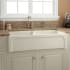 Signature Hardware Risinger 39" Farmhouse 50/50 Double Basin Fireclay Kitchen Sink with Casement Apron Biscuit