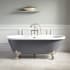 Signature Hardware Sanford 66" Cast Iron Soaking Clawfoot Tub with Pre-Drilled Overflow Hole, 7" Rim Holes and Imperial Feet Dark Gray / Brushed Nickel Feet