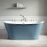 Signature Hardware Kateryn 67" Cast Iron Soaking Pedestal Freestanding Tub in Slate Blue with Pre-Drilled Overflow Hole - Less Drain Slate Blue