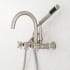 Signature Hardware Sebastian Wall Mounted Tub Filler Faucet with 4" Wall Couplers and Cross Handles - Includes Hand Shower Brushed Nickel