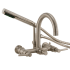Signature Hardware Sebastian Wall Mounted Tub Filler Faucet with 6" Wall Couplers and Lever Handles - Includes Hand Shower, Valve Included Brushed Nickel