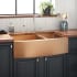 Signature Hardware Atlas 36" Farmhouse 60/40 Double Basin Stainless Steel Kitchen Sink with Curved Apron Bronze