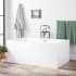Signature Hardware Clarissa 59" Free Standing Acrylic Soaking Tub with Center Drain, Drain Assembly, and Overflow White / Black Drain