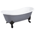 Signature Hardware Lena 72" Cast Iron Soaking Clawfoot Tub with Pre-Drilled Overflow Hole - Less Drain Dark Gray / Black Feet