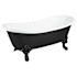 Signature Hardware Lena 72" Cast Iron Soaking Clawfoot Tub with Pre-Drilled Overflow Hole Black / Black Feet
