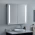 Signature Hardware Seren 35-1/2" x 32" Lighted Frameless 2 Door Medicine Cabinet with Tunable LED and Wireless Speaker Aluminum