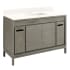 Signature Hardware Becker 48" Free Standing Single Vanity Cabinet Set with Teak Cabinet, Vanity Top and Rectangular Undermount Sink - Single Faucet Hole Gray Wash / Arctic White