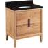 Signature Hardware Aliso 30" Freestanding Teak Single Basin Vanity Set with Cabinet, Vanity Top, and Oval Undermount Sink - 8" Widespread Faucet Holes Natural Teak / Absolute Black