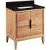 Signature Hardware Aliso 30" Freestanding Teak Single Basin Vanity Set with Cabinet, Vanity Top, and Rectangular Undermount Sink - Single Faucet Hole Natural Teak / Absolute Black