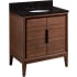 Signature Hardware Aliso 30" Freestanding Teak Single Basin Vanity Set with Cabinet, Vanity Top, and Oval Undermount Sink - 8" Widespread Faucet Holes Java / Absolute Black