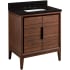 Signature Hardware Aliso 30" Single Vanity Set with Teak Cabinet, Quartz Vanity Top, and Rectangular Sink - 1-1/2" Faucet Holes Java / Absolute Black