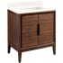 Signature Hardware Aliso 30" Freestanding Teak Single Basin Vanity Set with Cabinet, Vanity Top, and Rectangular Undermount Sink - No Faucet Holes Java / Arctic White