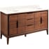 Signature Hardware Aliso 60" Freestanding Teak Double Basin Vanity Set with Cabinet, Vanity Top, and Oval Undermount Sinks - 8" Widespread Faucet Holes Java / Arctic White