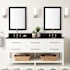 Signature Hardware Robertson 72" Freestanding Mahogany Double Basin Vanity Set with Cabinet, Vanity Top, and Oval Undermount Sinks - 8" Faucet Holes Bright White / Absolute Black Granite