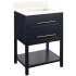 Signature Hardware Robertson 24" Freestanding Mahogany Single Basin Vanity Set with Cabinet, Vanity Top, and Rectangular Undermount Sink - No Faucet Holes Midnight Navy Blue / Arctic White