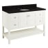 Signature Hardware Olsen 48" Free Standing Single Vanity Cabinet Set with Wood Cabinet, Stone Vanity Top and Oval Undermount Sink - 8" Faucet Holes Soft White / Absolute Black