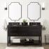 Signature Hardware Robertson 60" Freestanding Mahogany Double Basin Vanity Set with Cabinet, Vanity Top, and Oval Undermount Sinks - 8" Faucet Holes Black / Absolute Black