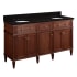 Signature Hardware Elmdale 60" Freestanding Mahogany Double Basin Vanity Set with Cabinet, Vanity Top, and Oval Undermount Sink - 8" Faucet Holes Antique Brown / Absolute Black