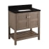 Signature Hardware Olsen 30" Single Vanity Set with Wood Cabinet, Stone Vanity Top, and Rectangular Undermount Porcelain Sink - No Faucet Holes Ash Brown / Absolute Black