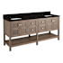 Signature Hardware Olsen 72" Freestanding Double Basin Vanity Set with Cabinet, Vanity Top, and Rectangular Undermount Sinks - 8" Faucet Holes Ash Brown / Absolute Black