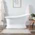 Signature Hardware Socorro 60" Cast Iron Soaking Freestanding Tub with Included Overflow Drain and Rolled Rim White / Brushed Nickel Drain