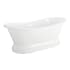 Signature Hardware Frayser 71" Cast Iron Soaking Double Slipper Pedestal Freestanding Tub with Tap Deck, 7" Rim Holes, and Drain Kit White / Brushed Nickel Drain