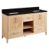 Signature Hardware Burfield 60" Freestanding Double Basin Vanity Set with Bamboo Cabinet, Vanity Top, and Rectangular Undermount Sinks - No Faucet Holes Natural Bamboo / Absolute Black
