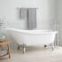 Signature Hardware Goodwin 66" Cast Iron Soaking Slipper Clawfoot Tub with Included Overflow Drain White / Brushed Nickel Feet