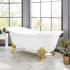 Signature Hardware Lena 72" Cast Iron Soaking Clawfoot Tub with Included Overflow Drain White / Brushed Nickel Feet