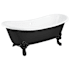 Signature Hardware Lena 72" Cast Iron Soaking Clawfoot Tub with Included Overflow Drain Black / Black Feet