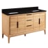 Signature Hardware Aliso 60" Freestanding Teak Double Basin Vanity Set with Cabinet, Vanity Top, and Rectangular Undermount Sinks - No Faucet Holes Natural Teak / Absolute Black