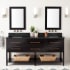 Signature Hardware Robertson 72" Freestanding Mahogany Double Basin Vanity Set with Cabinet, Vanity Top, and Rectangular Undermount Sinks - No Faucet Holes Black / Absolute Black